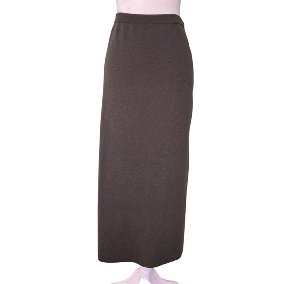 Eileen Fisher 100% Italian Wool Knit Stretch Pull-On Midi Skirt Gray (Size 1X) - Picture 1 of 9